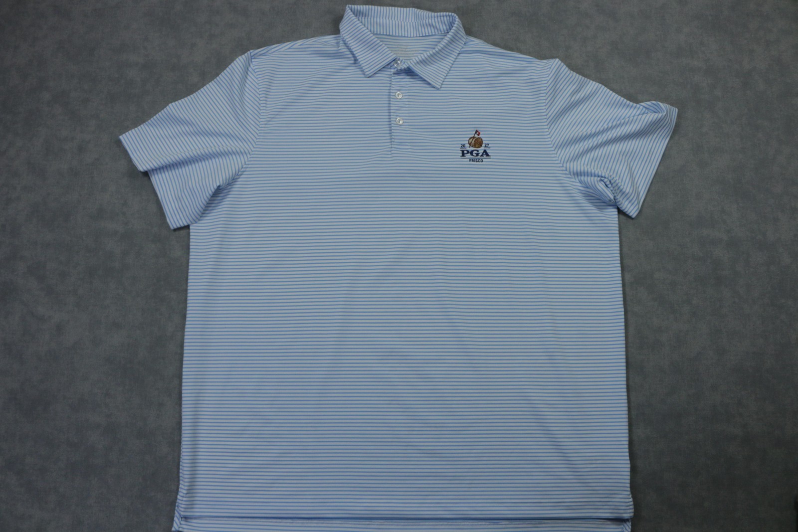 2027 PGA Frisco Polo Shirt Mens 2XL Blue Striped Performance Golf Vineyard Vines
