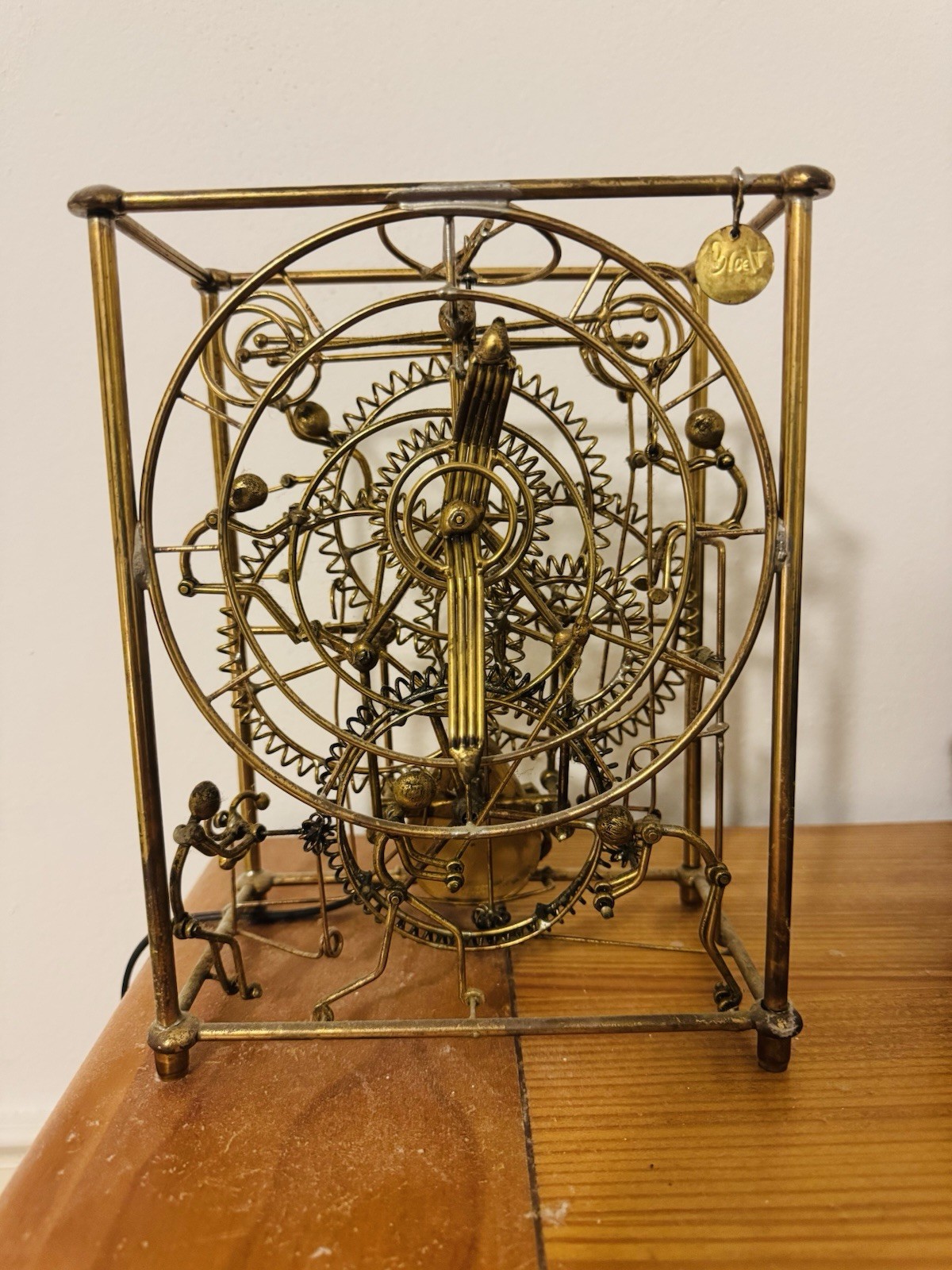 6 Men Gordon Bradt Brass Sculpture Clock by Kinetico Studios