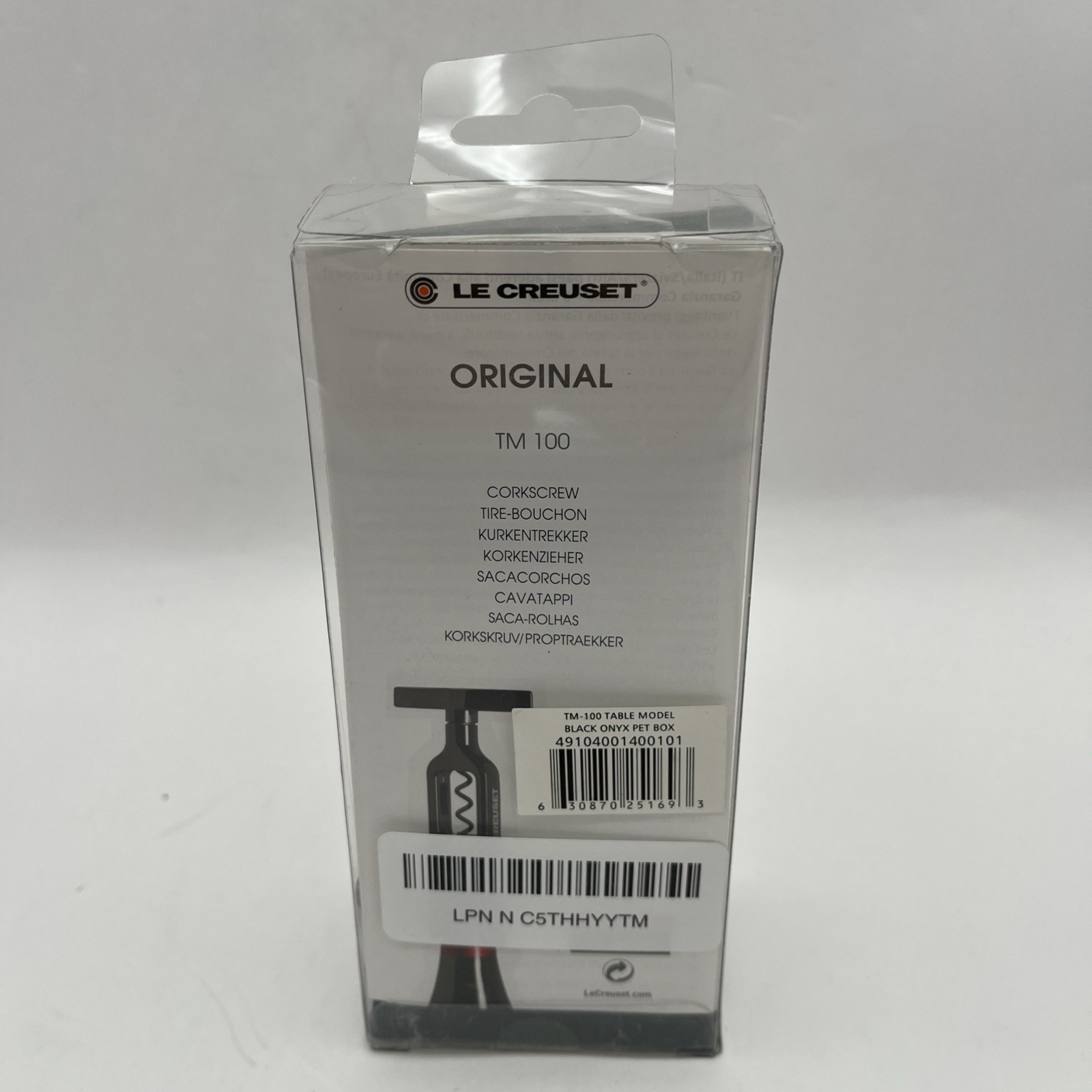 Le Creuset Original Corkscrew TM 100 Table Wine Opener Black Onyx New in Box