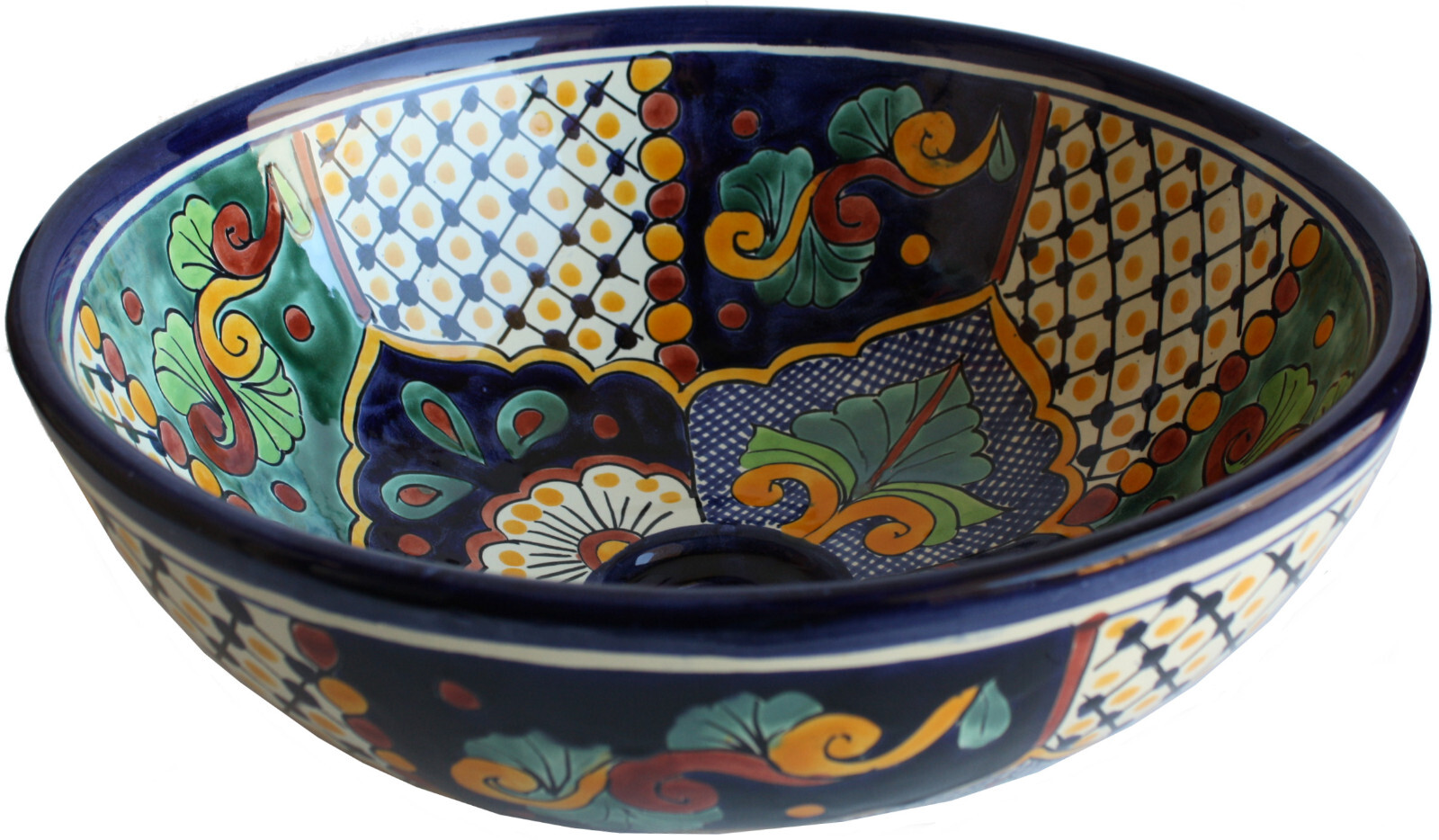 16" Mexican Talavera Janitzio Ceramic Handmade Bathroom Vessel Sink