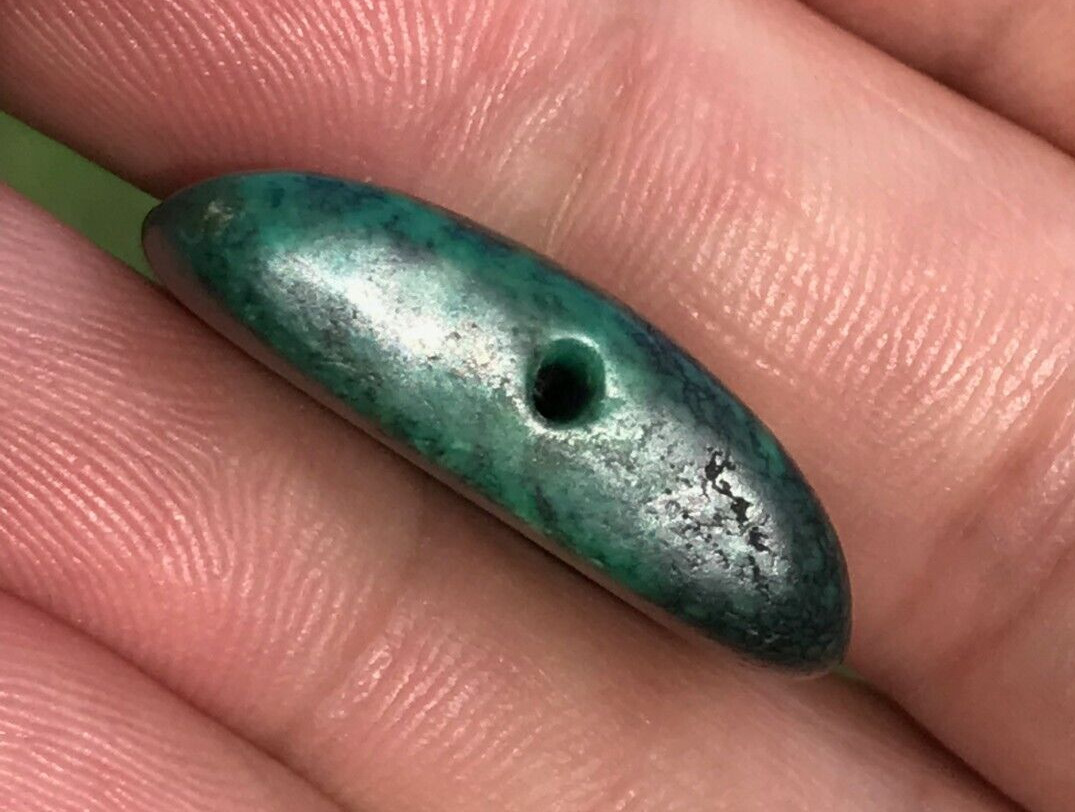 ANTIQUE RARE VERY OLD TIBETAN TURQUOISE BEAD - BEAUTIFUL WORN PATINA