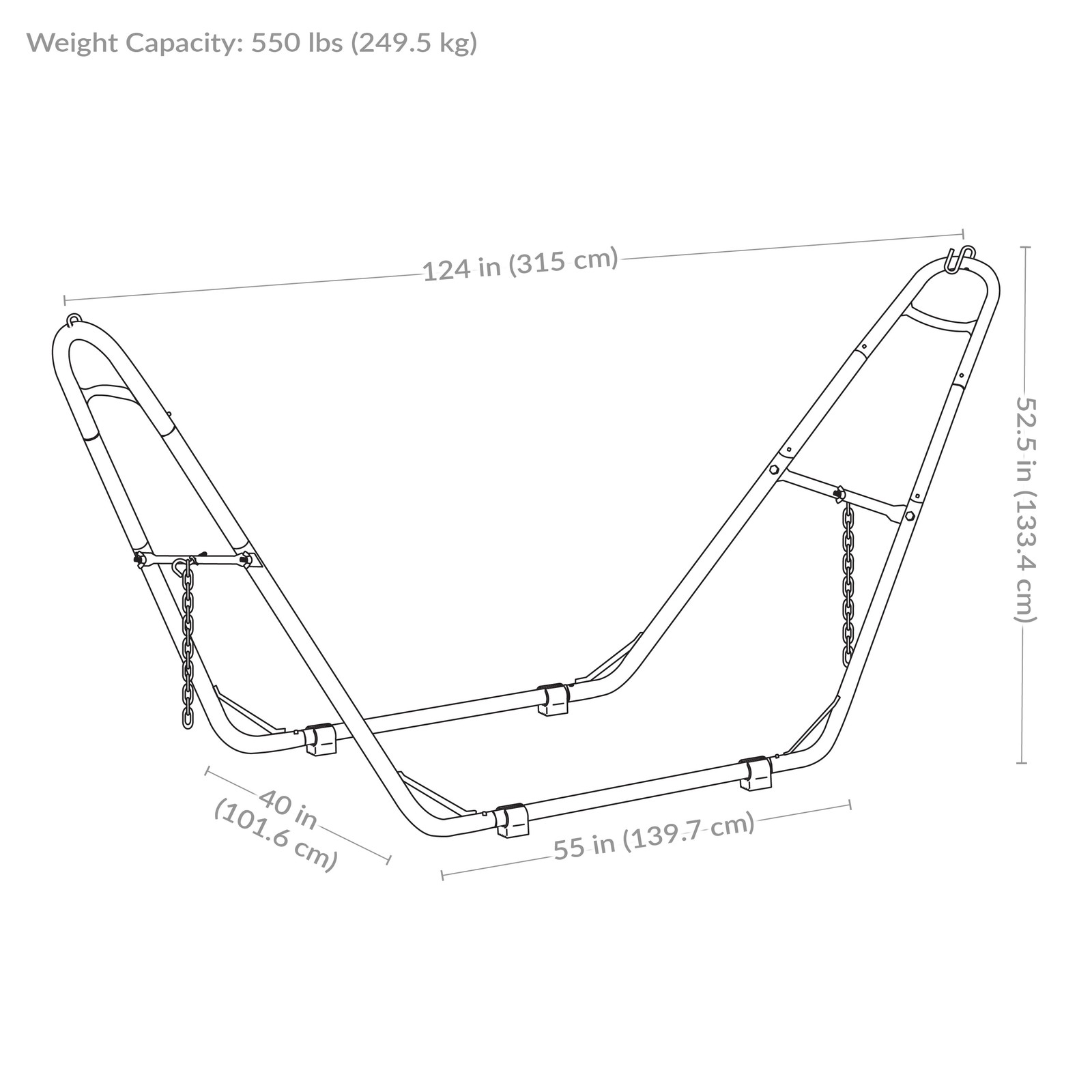 Powder-Coated Steel Universal Hammock Stand - Green - 124 in by Sunnydaze