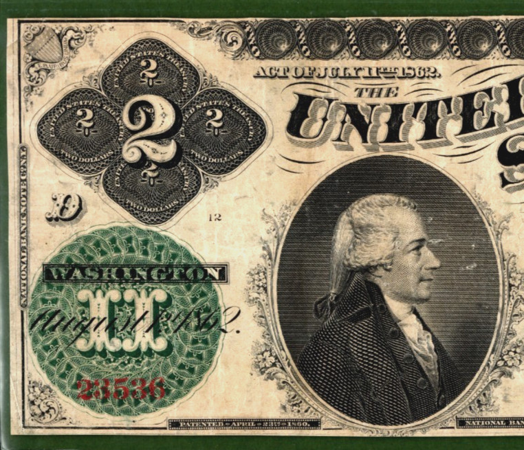 1862💲2 LEGAL TENDER 💵 US NOTE 💵 PCGS 25
