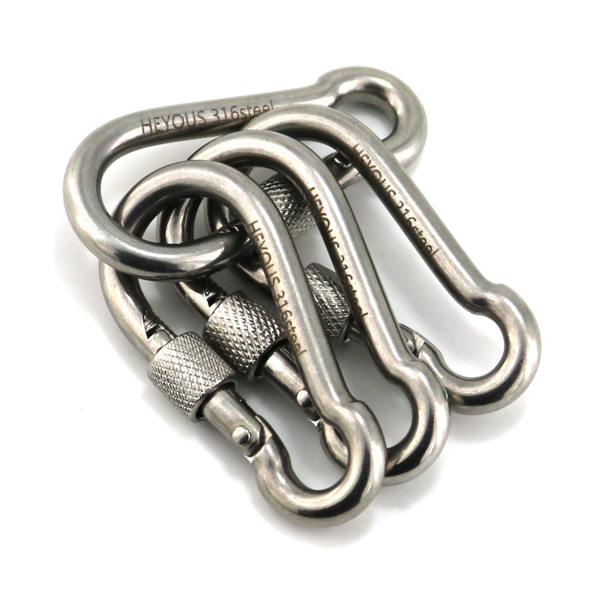 4PCS 3.16" 316 Stainless Steel Carabiner Clips Heavy Duty Lock Snap Spring Hook