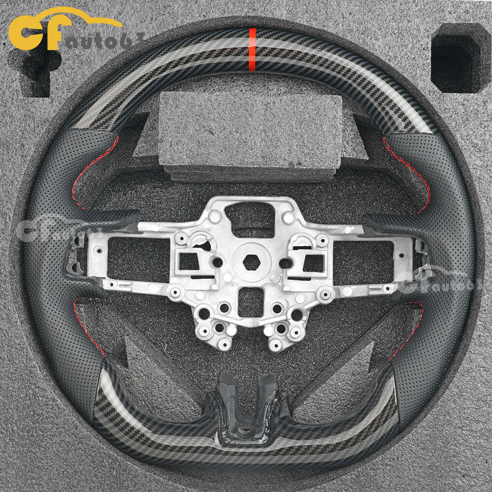 HYDRO DIP Carbon Fiber Steering Wheel Fit For 2018-2023 Ford Mustang GT Red Line