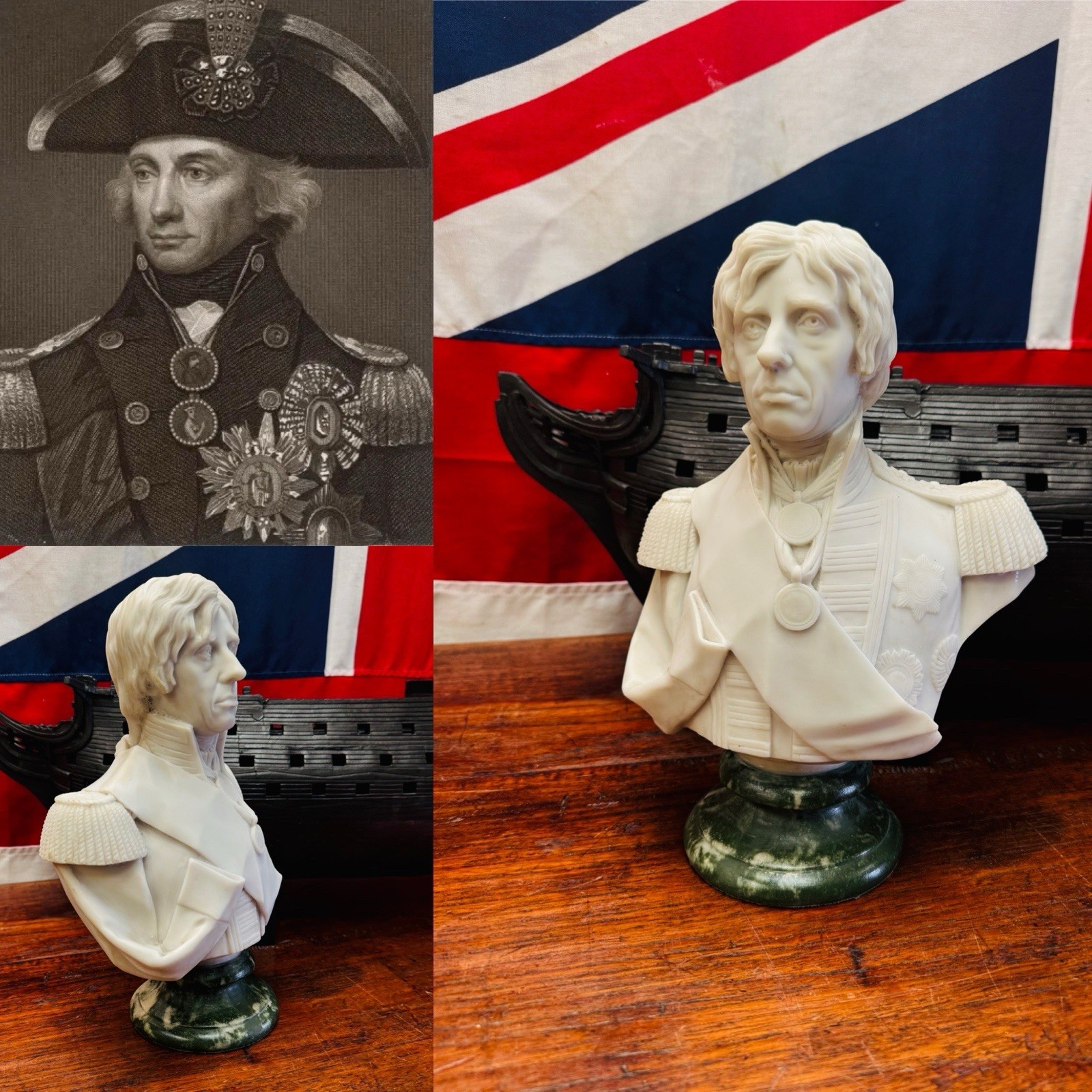 Superb Vintage Marble Bust of Vice-Admiral Viscount Nelson after Frederick’s.