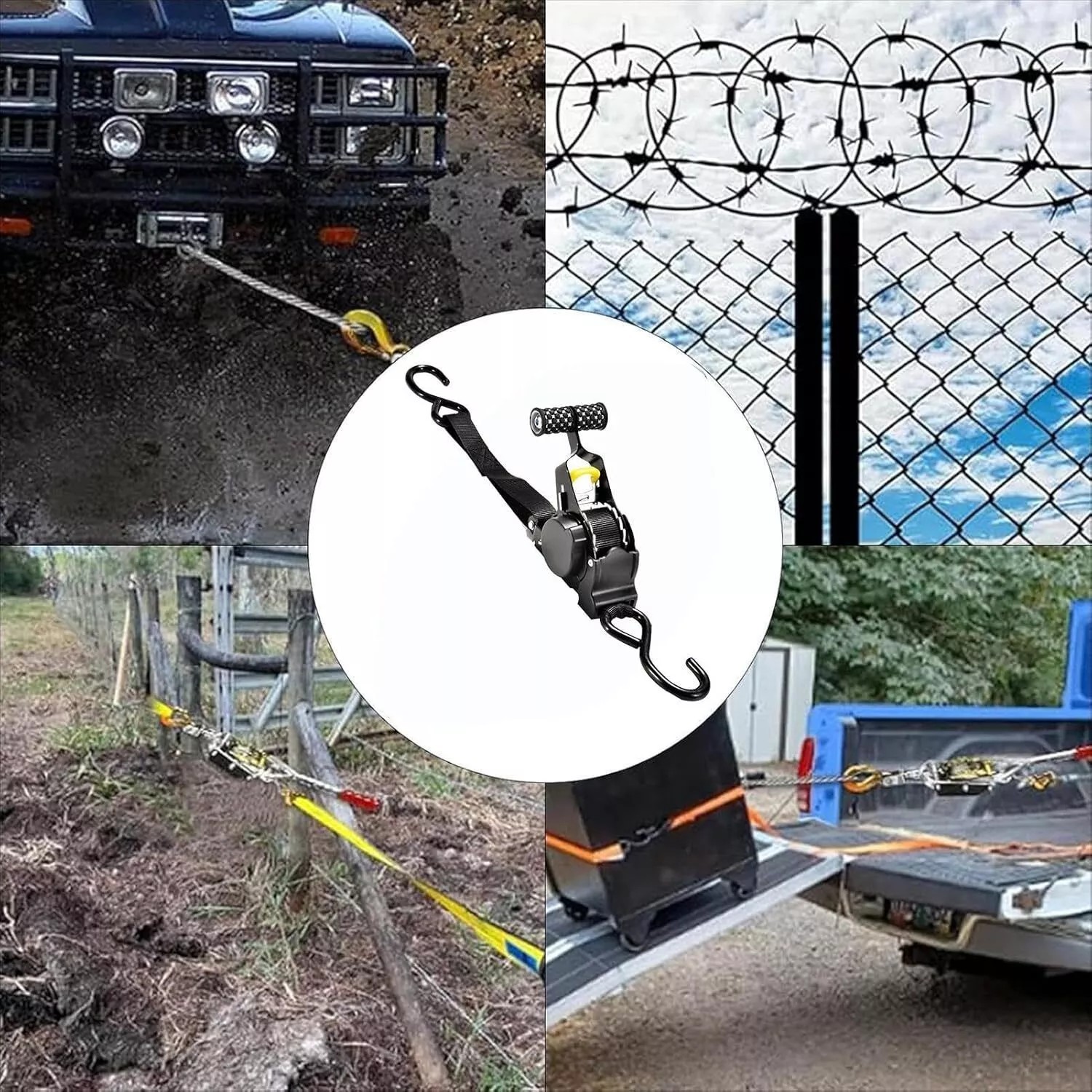 🔥 2-Pack 10FT Retractable Ratchet Tie-Down Straps | 1500LBS Heavy-Duty | S-Hook