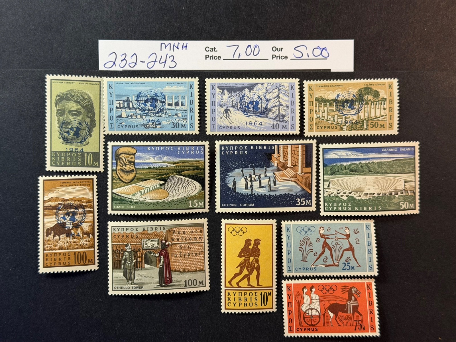 Cyprus  # 232 - 243  MNH   2026 Scott Catalogue Value $ 7.00