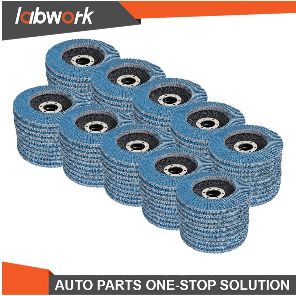 Labwork 100Pcs 4-1/2" × 7/8" 40 Grit Premium Zirconia Flap Disc Sanding Grinding