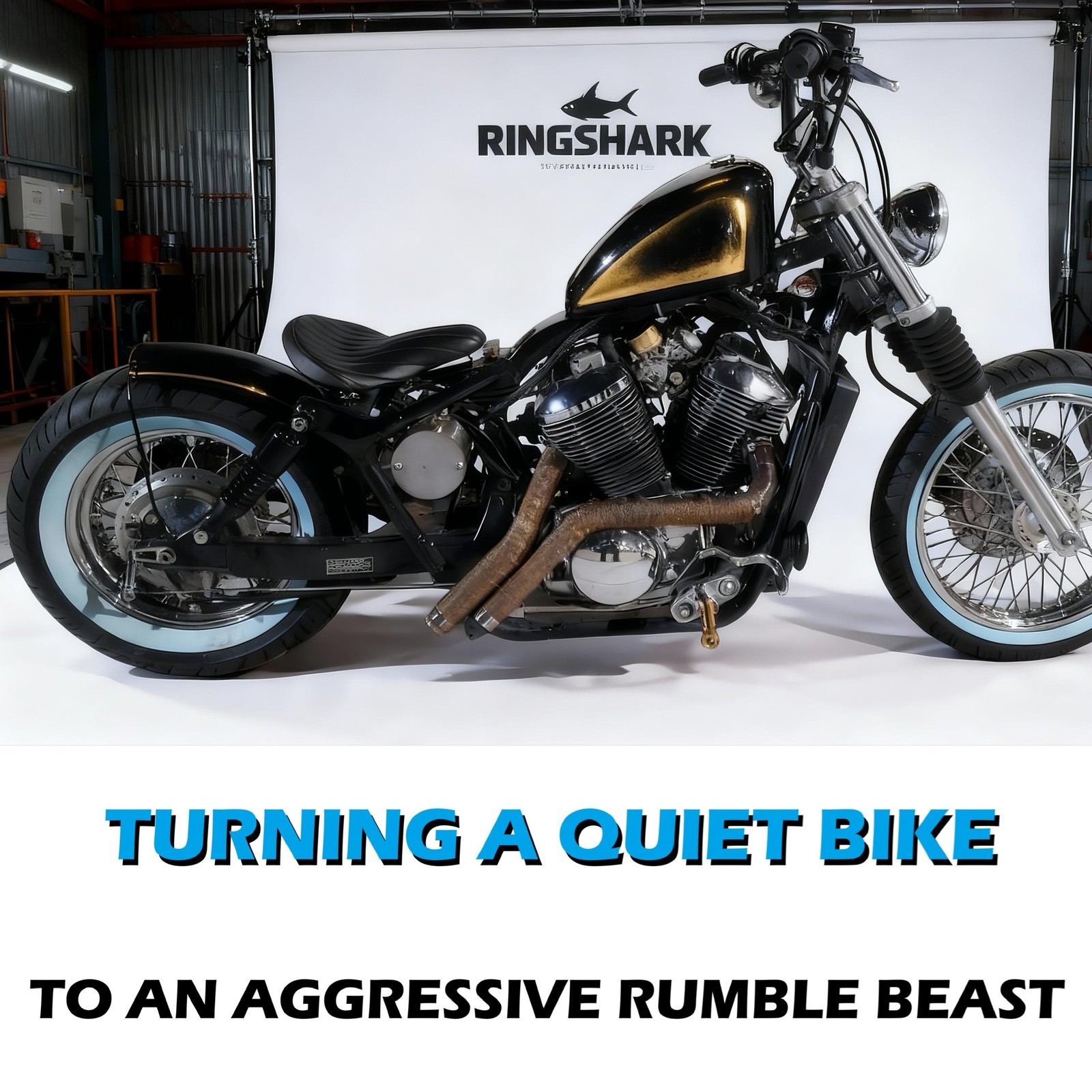Rumble Tone Chrome Drag Exhaust for Honda Shadow VT750 Spirit-ACE-RS & VT750DC