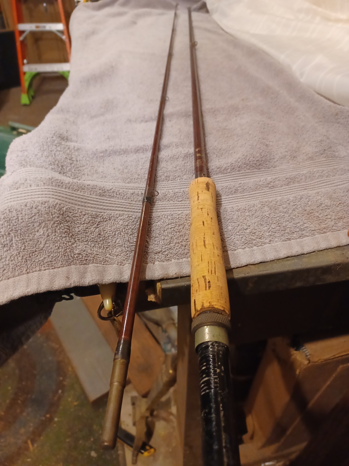 Vintage Montague Holloglass 8 1/2 FT 2 Piece Fly Fish Rod. missing one eye.