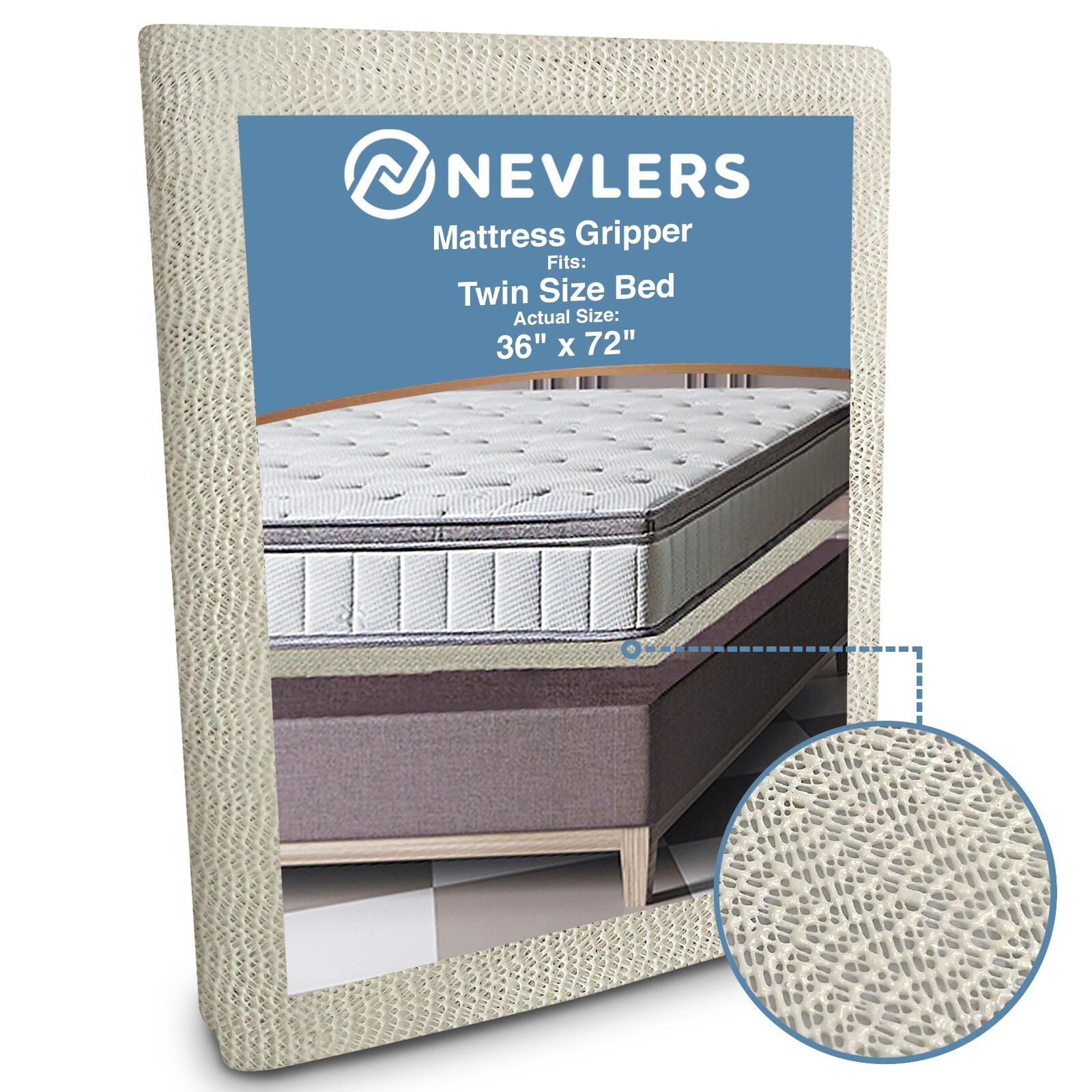 Nevlers Mattress Grip Pad - 36" x 72" Twin Size Mattress Non Slip Pad