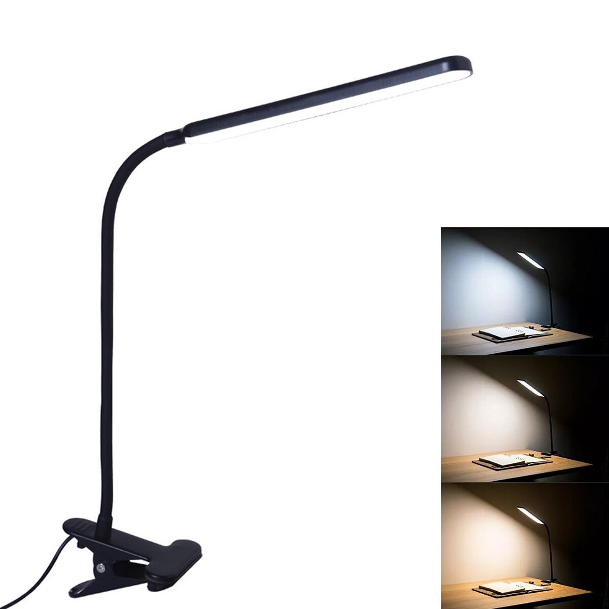 LED Desk Lamp Adjustable Swing Arm Lamp with Clamp Eye-Caring Reading Desk Light