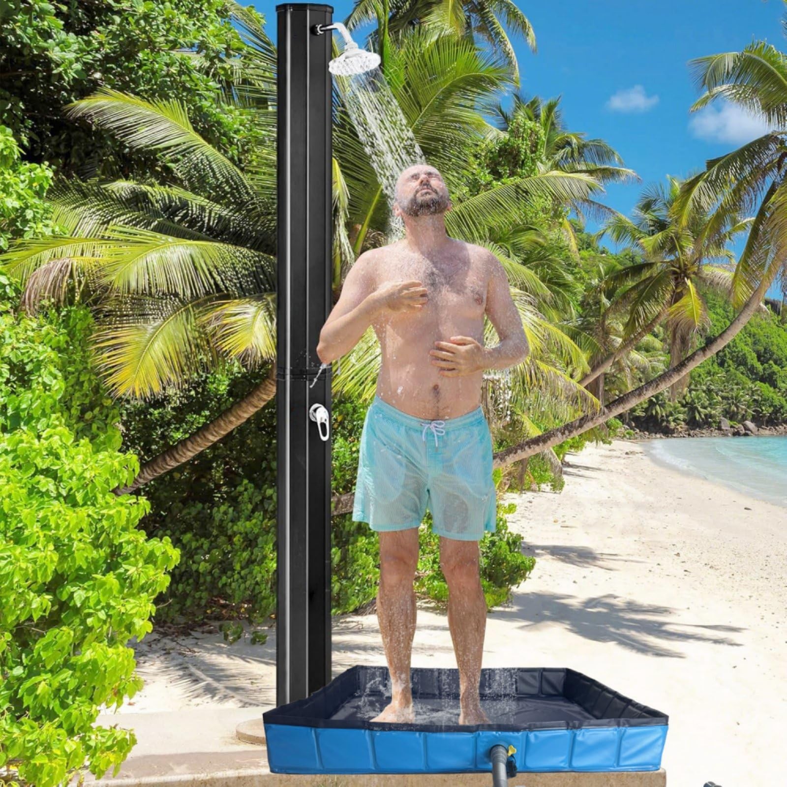 Portable Shower Pan for Indoor and Outdoor Shower Base Floor Outdoor Shower