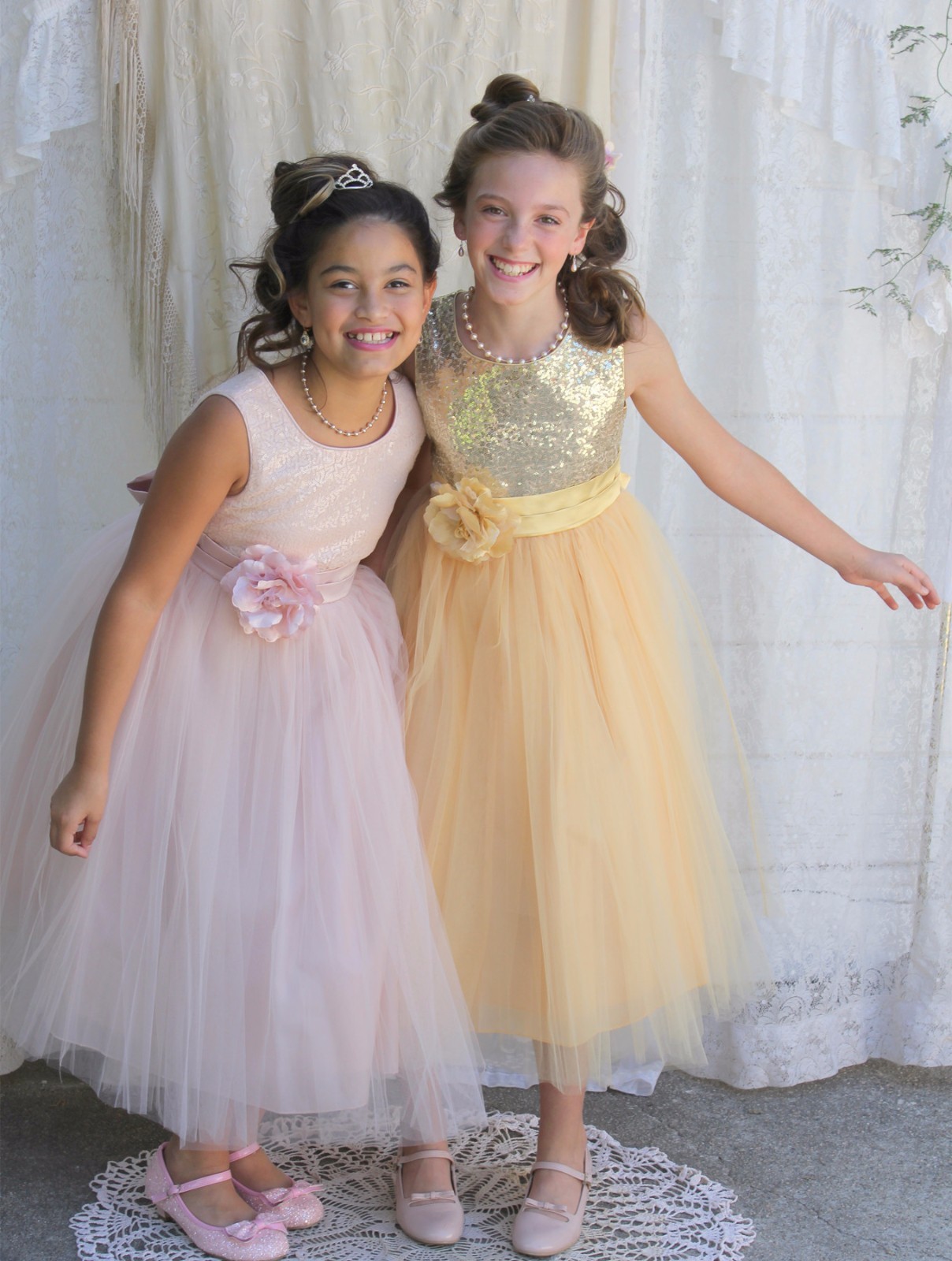 Sequins Mesh Flower Girl Dresses Birthday Wedding Pageant Communion Toddler 124