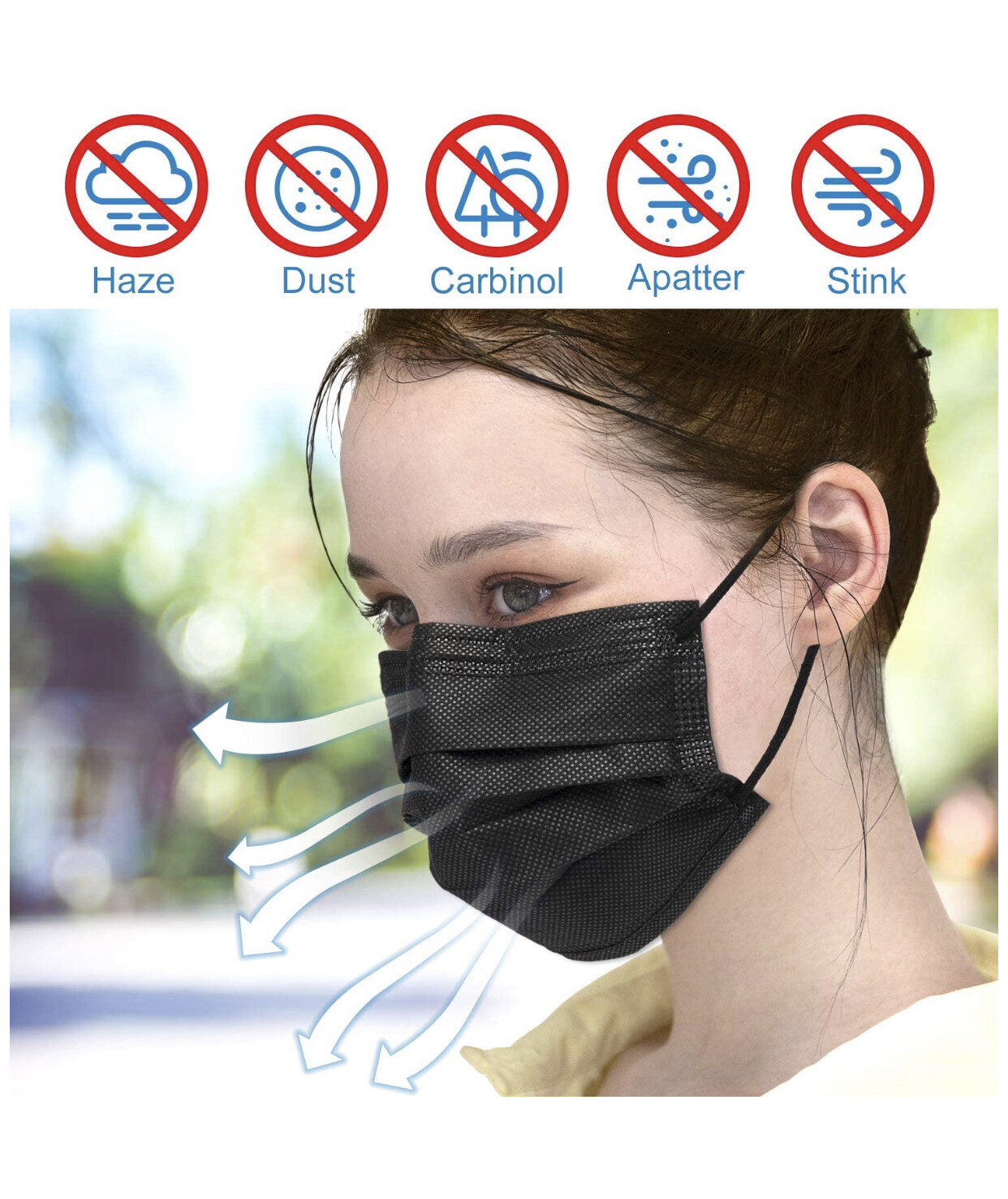 100 / 50 PCS Black & White Face Mask Disposable Non Medical Earloop Mouth Cover