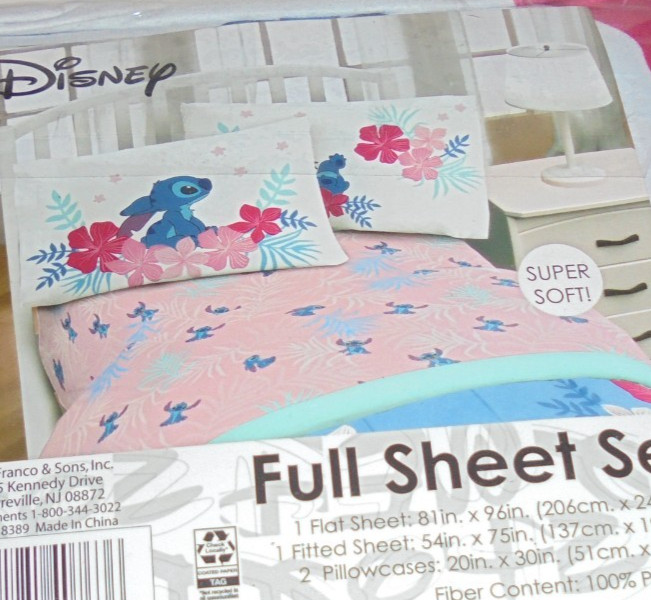 Disney Lilo & Stitch 4 Piece Full Size Sheet Set Super Soft New