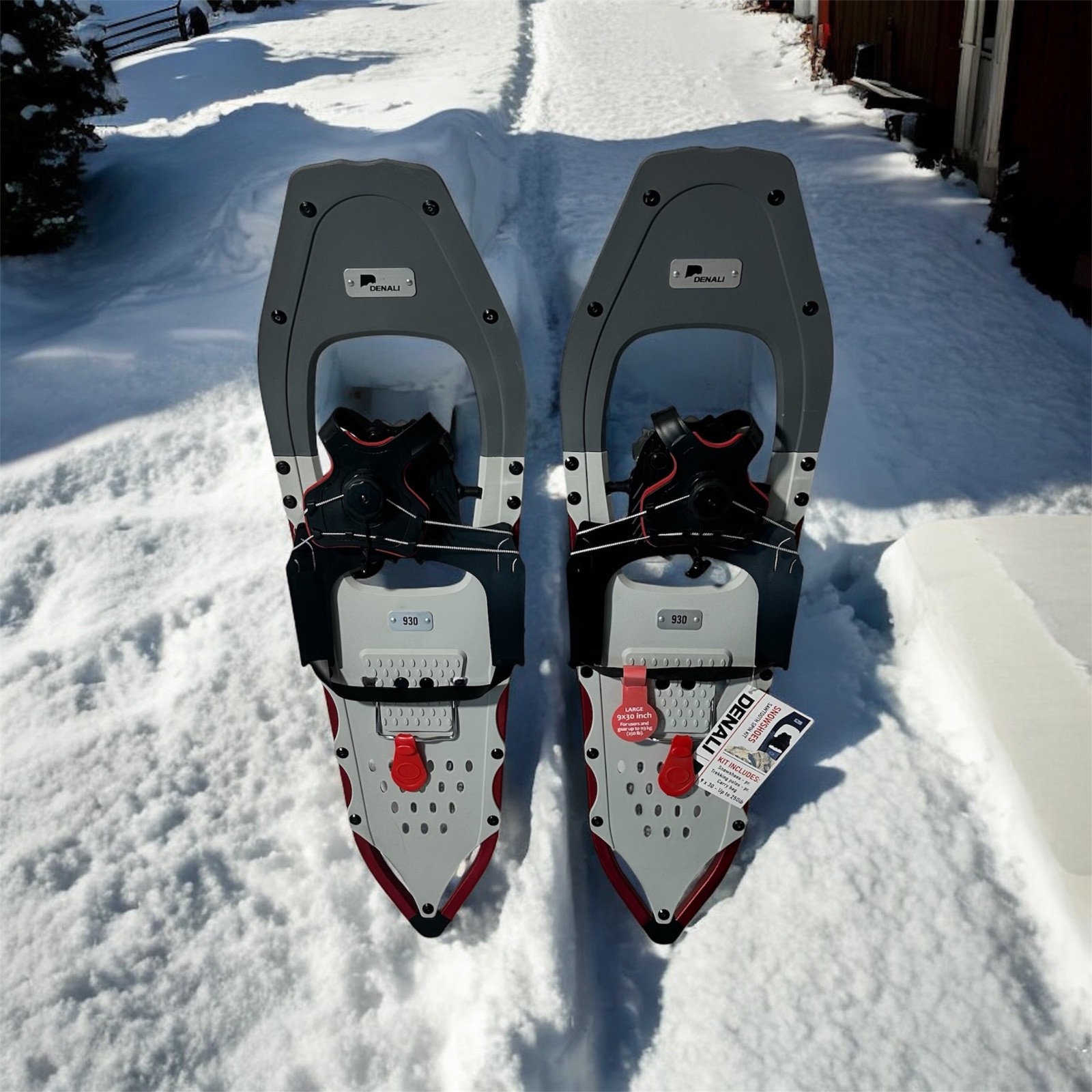 Denali Sawtooth Spin Snowshoes 9x30 Winter Hiking Kit w/ Poles & Bag – 250 lb