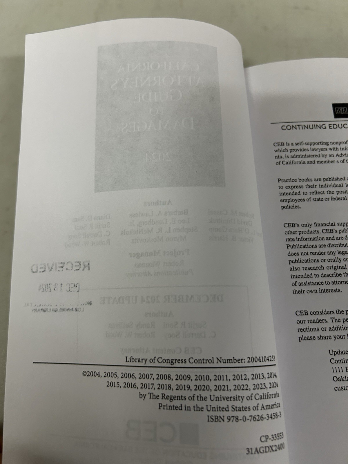 California Attorney's Guide to Damages 2024 Edition CEB