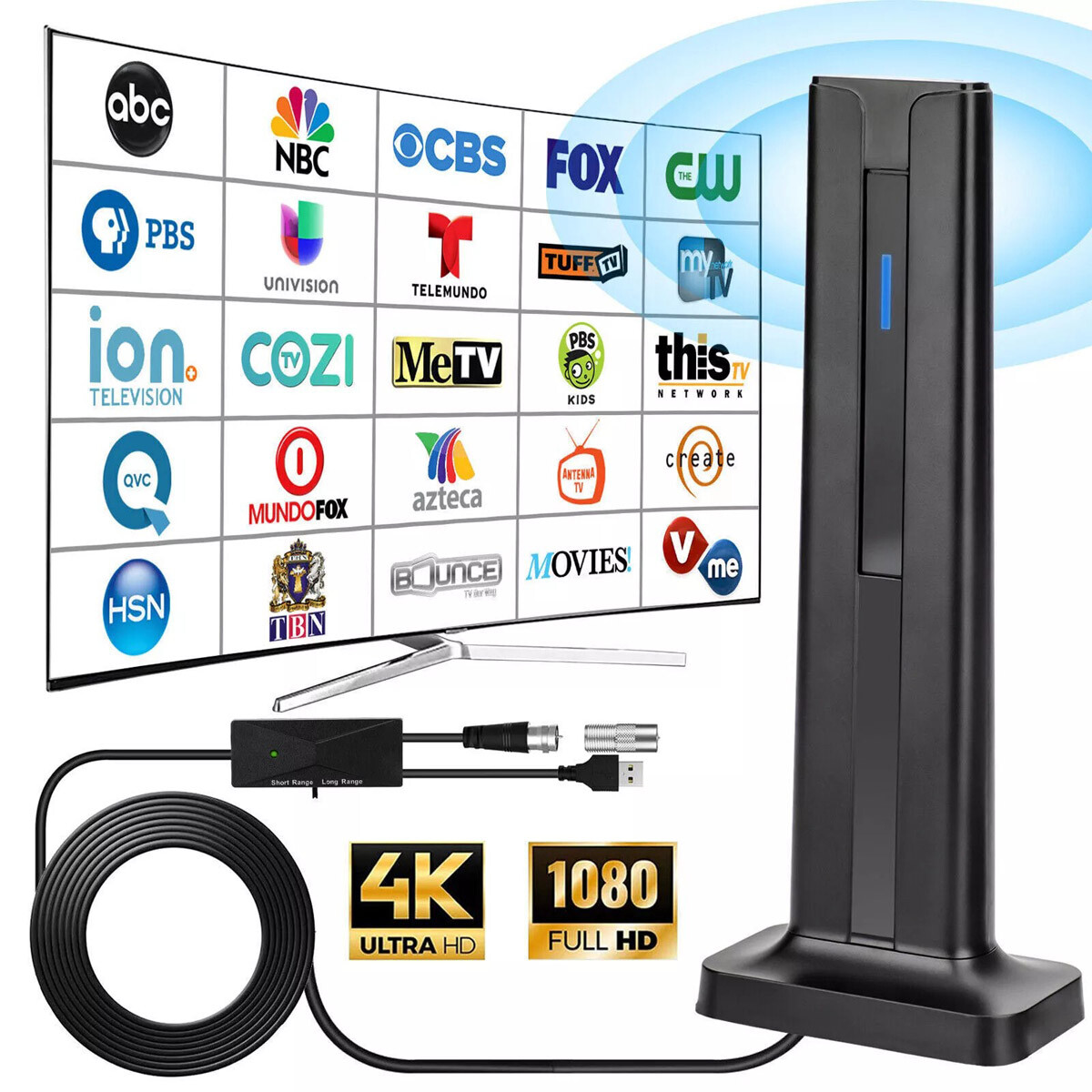6000 Miles Upgraded TV Antenna Digital HD Indoor HDTV 1080P 4K Long Range USA
