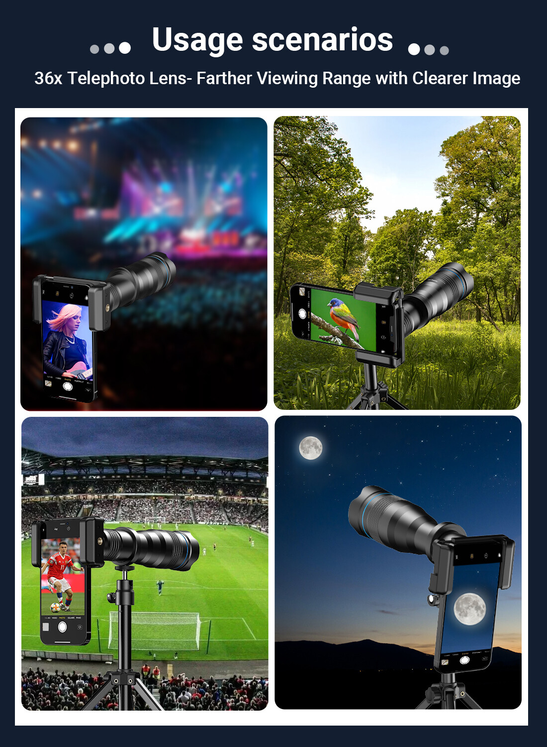 APEXEL 36X High Magnification Monocular LongRange Phone Telescope Telephoto Lens