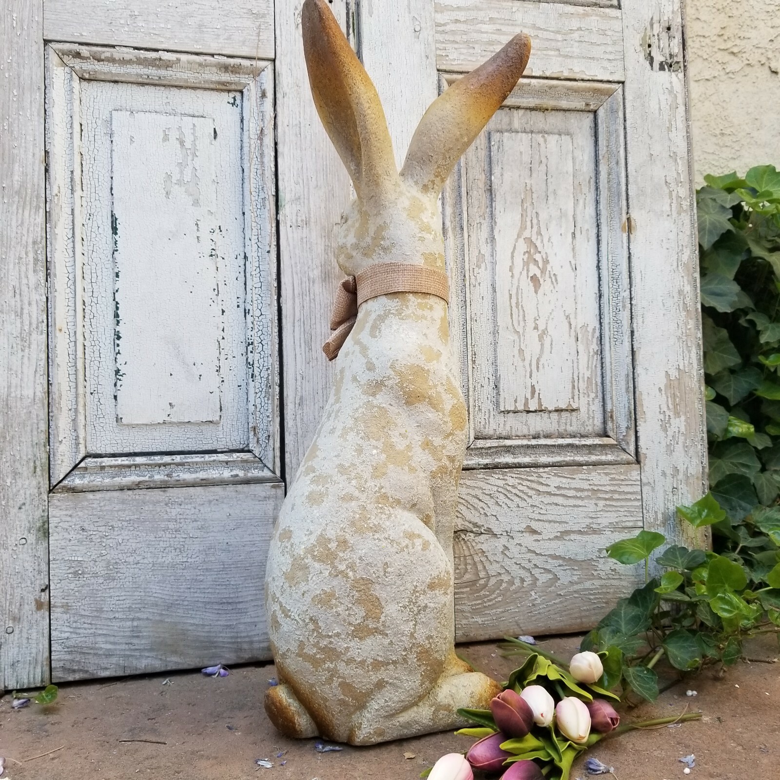 Rustic Resin Tall Garden Bunny Rabbit Figurine Statue 24"