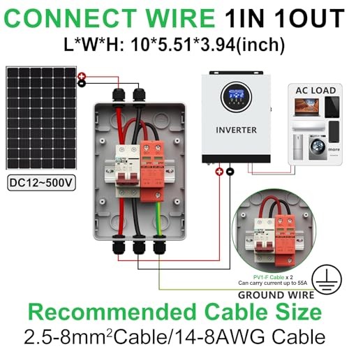 Solar Disconnect Switch 40 Amp DC 500V Circuit Breaker with 500V 40A 1in 1out