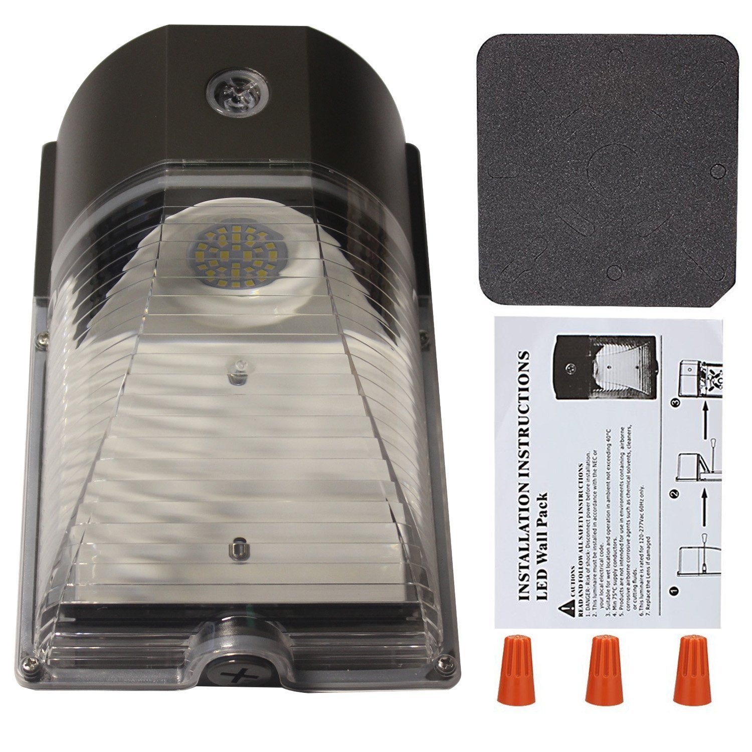 2-PACK Outdoor LED Wall Pack 26Watt 5000K Waterproof with dusk to Dawn Sensor