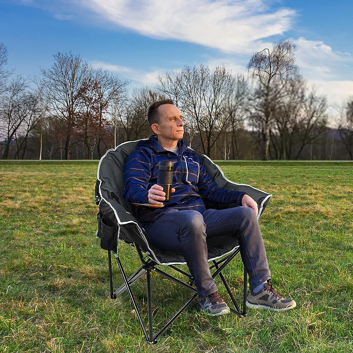 SLSY Oversized Heated Camping Chair Patio Lounge Chairs with 20000mAh Power Bank