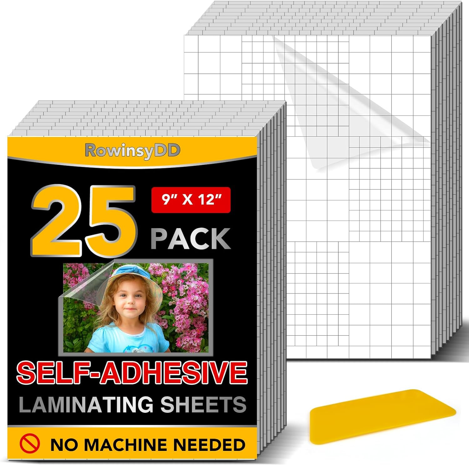 25 Pack Self Adhesive Laminating Sheets, 9 X 12 Inch, Clear Sticker Laminate She