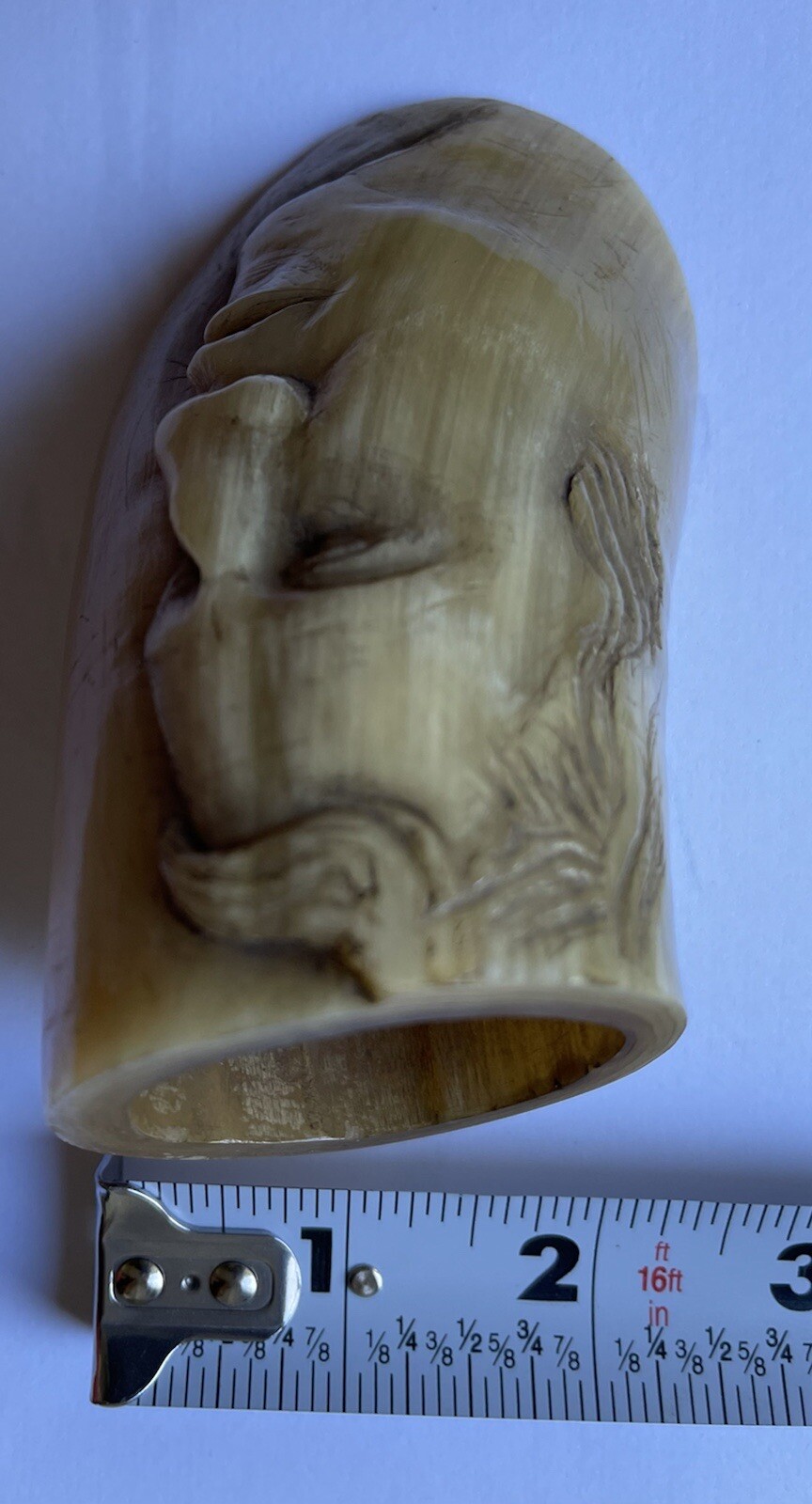 Antique WWI Carved Horn Head Military Soldiers Officers German Folk Trench Art