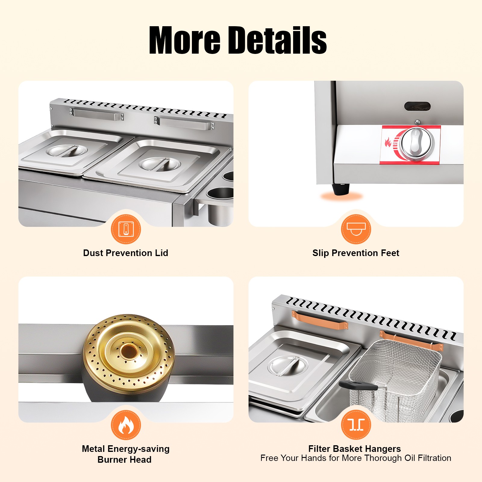 Commercial Deep Fryer with Basket and Lid Stainless Steel Dual Tank Fry Machine