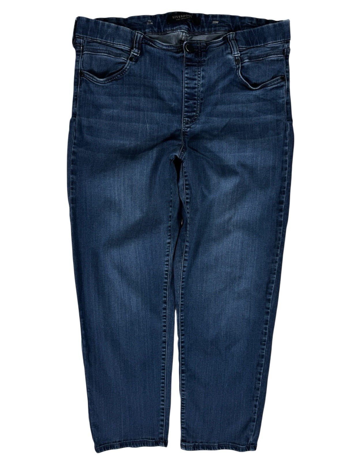 Liverpool Blue Dark Wash High Waisted The Slim Straight Denim Jeans Women's 20W