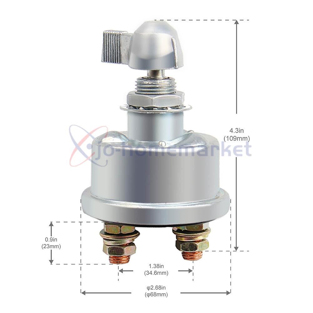 12V Master Battery Disconnect Switch 2 post SPST Kill Cut-Off Nascar Marine ATV