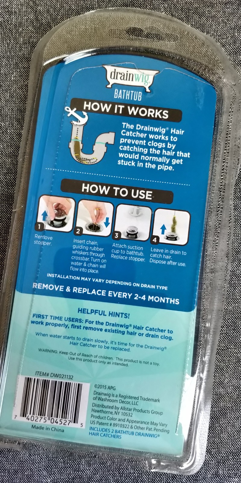 AS SEEN ON TV DRAIN WIG 2 PACK CATCHES HAIR AND PREVENTS CLOGS