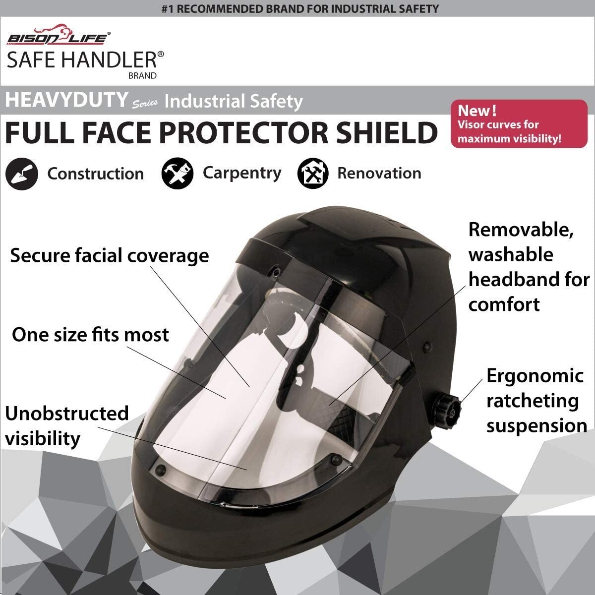 Full Face Protector Shield | Reusable Safety Face Shield, Secure Protection