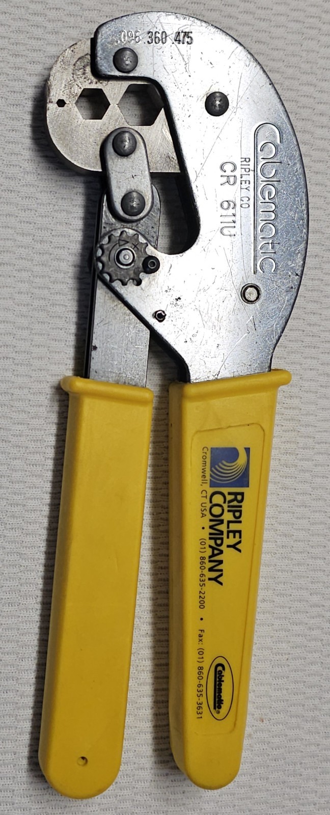 Vintage Ripley Co Cablematic CR 611U Hex Crimp Tool LN Lineman Bell System MINT