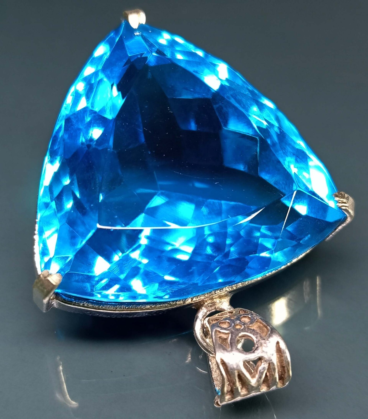 Trillion Cut 122.40 Ct Blue Topaz Pendant Natural Gemstone EGL Certified PD038