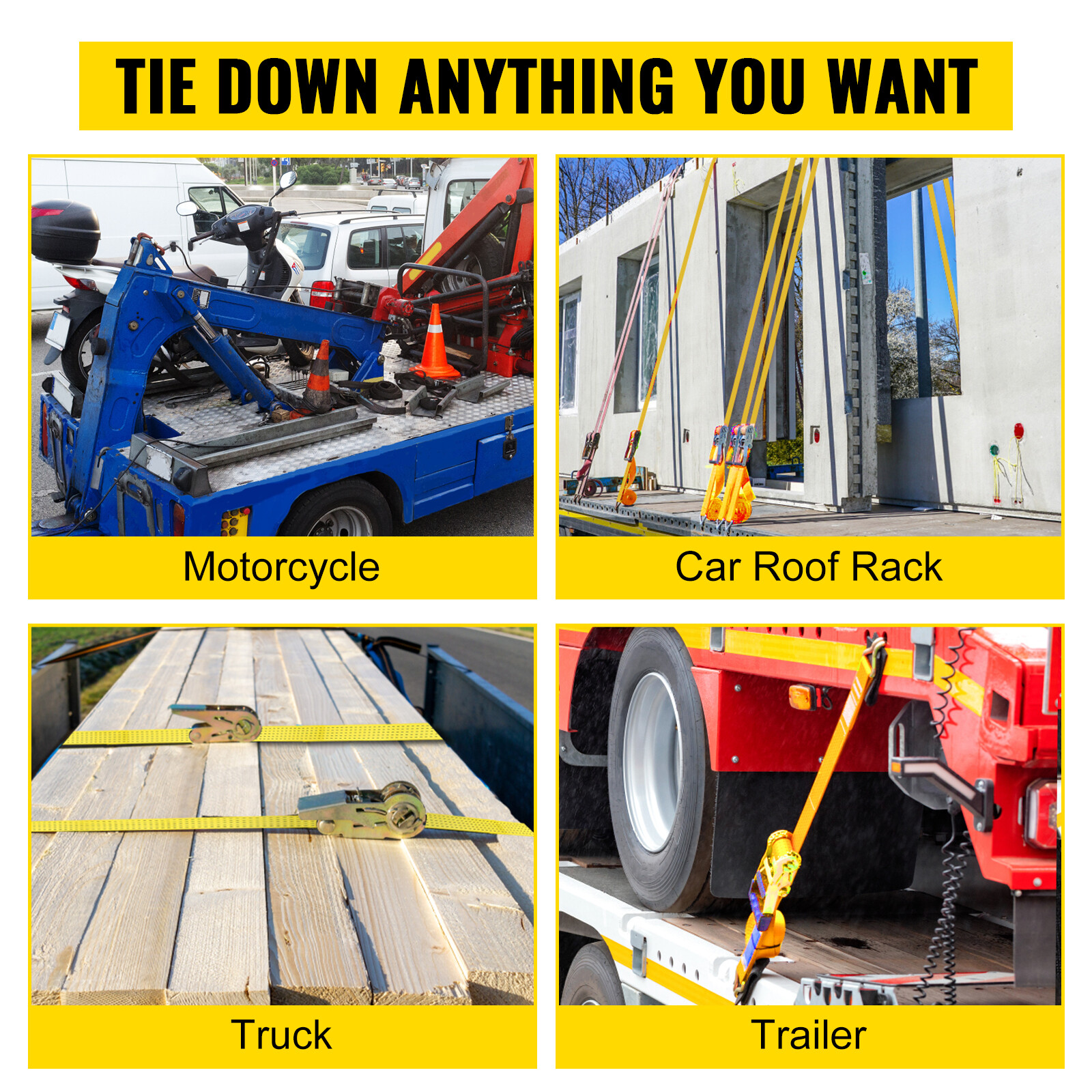 VEVOR 18 Pack E-Track Ratchet 2" x 15' Tie Down Strap 4000 lbs Breaking Strength