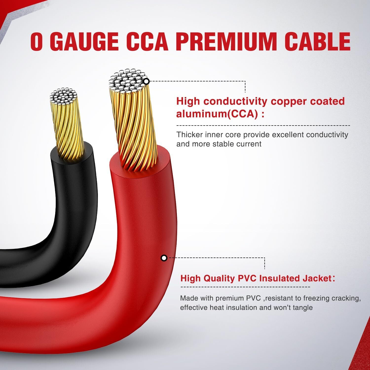 Nilight Jumper Cables for Car Battery 0Gauge 30FT Booster Cable Heavy Duty 1000A