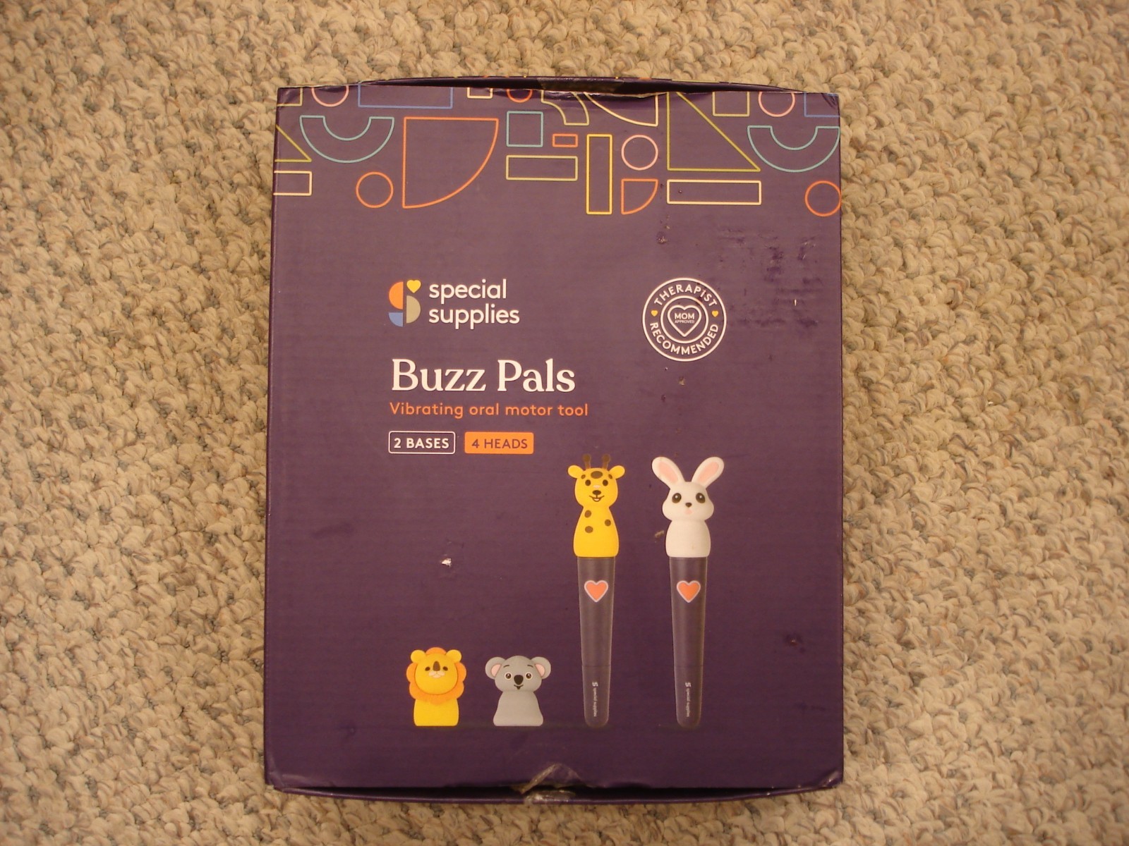 Special Supplies Buzz Pals Vibrating Oral Motor Tool 2 Bases 4 Heads Jiggler