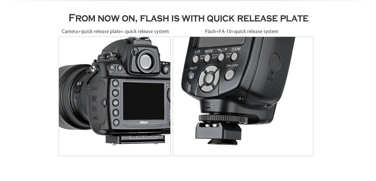 Leofoto FA-15+FA-10 Kit QR Tilting & Pivoting Cold Shoe Flash Adapter