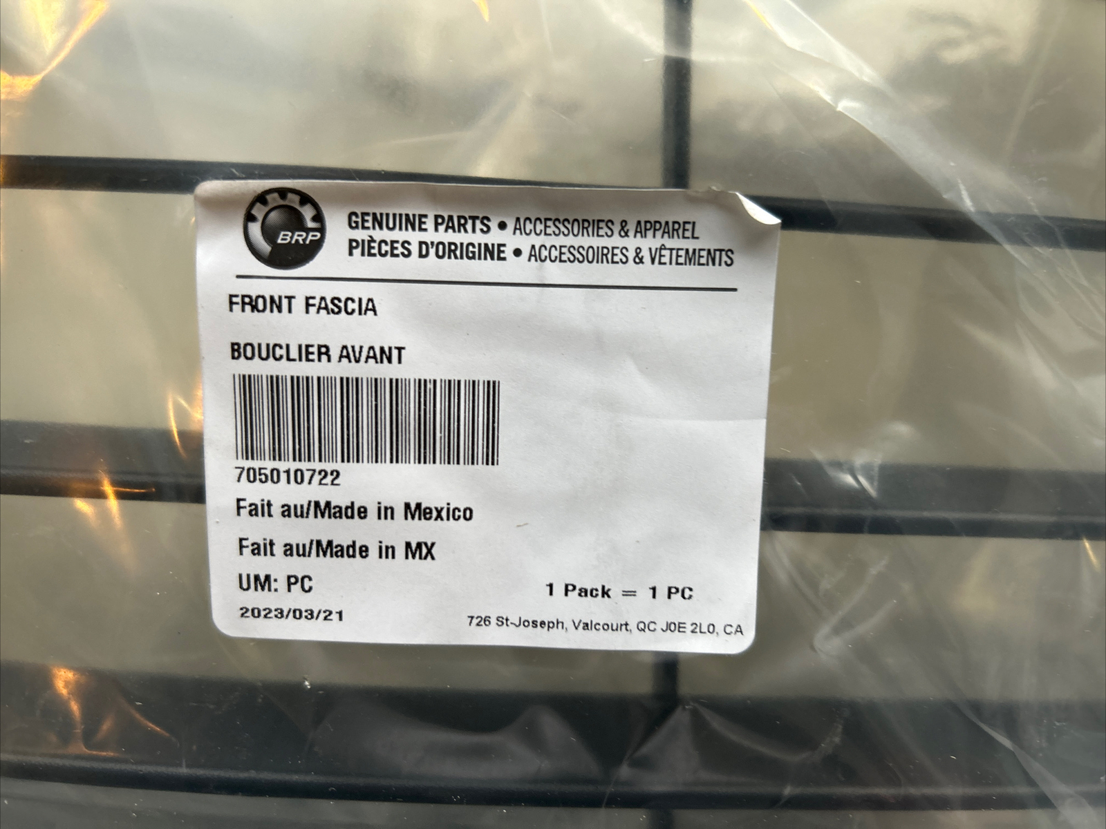 Can-Am 2019-2022 Ryker OEM Black Front Fascia Assembly Part# 705010722