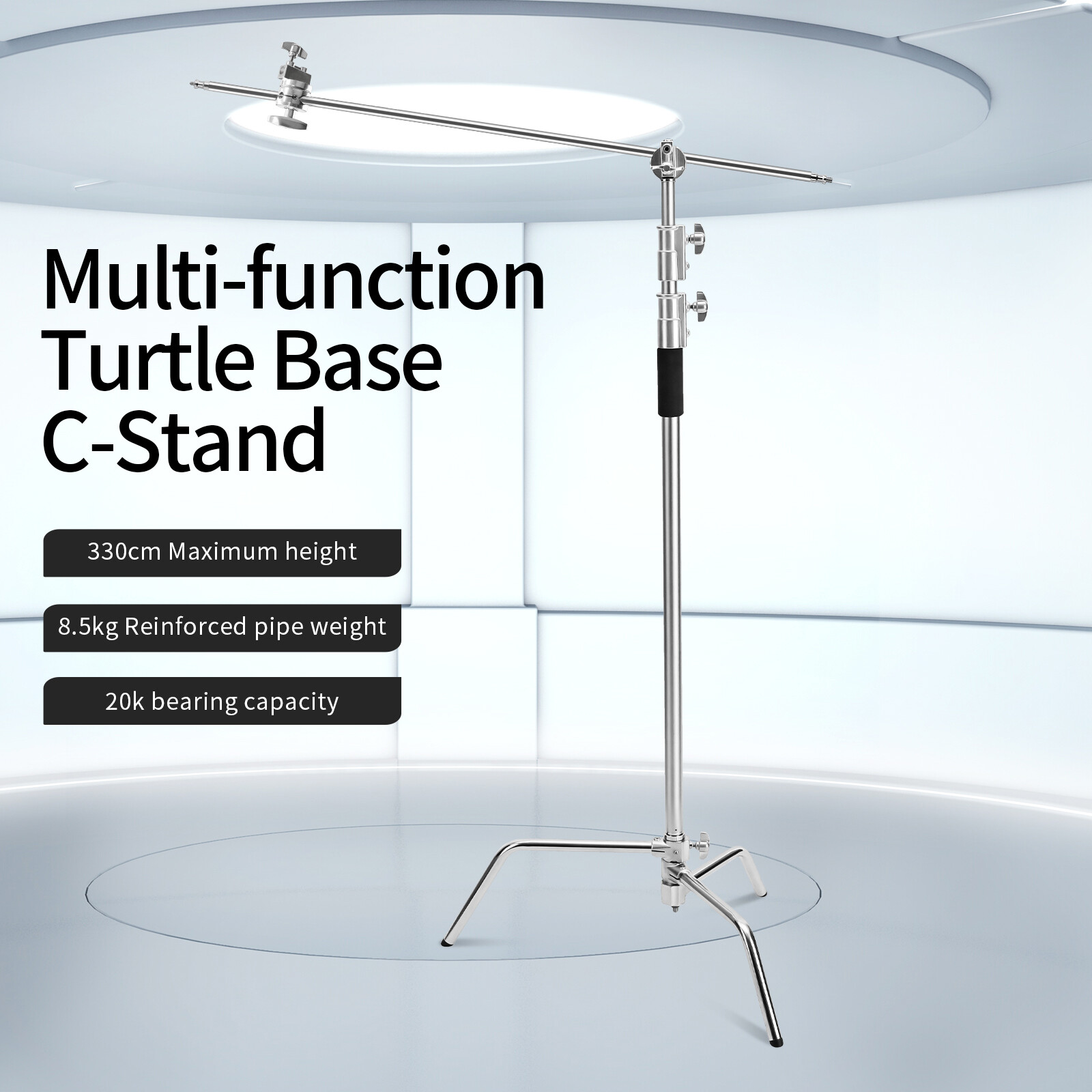 11ft Heavy Duty C Stand Light Tripod Gobo Booms Arm Grip Head Studio With Wheels