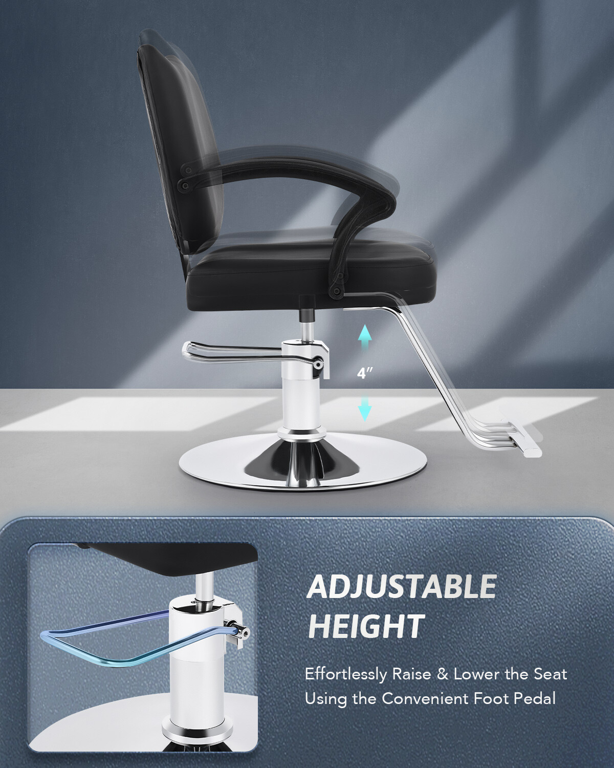 CO-Z Salon Chair for Hair Stylist w 360° Swivel Classic Barber Chair 550lb. Cap