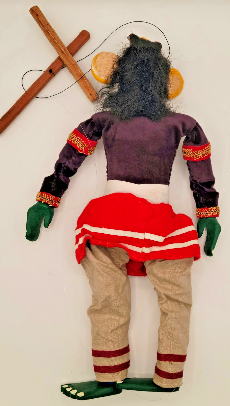 Sri Lanka RUKADA Marionette Puppet VINTAGE Wood Lankan HAND MADE Folk Art Figure