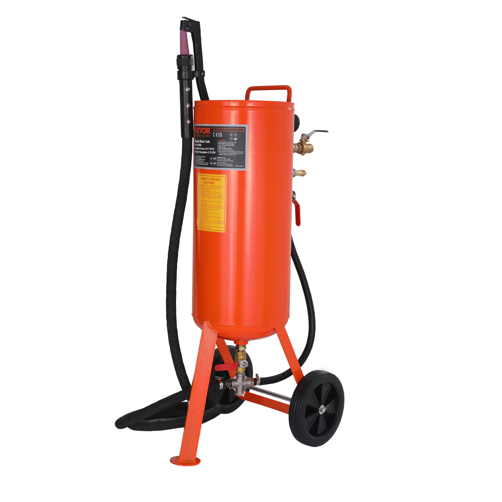VEVOR 10 Gallon Heavy-Duty Sand Blaster 60-110 PSI with 2 Nozzles & 7.5ft Hose