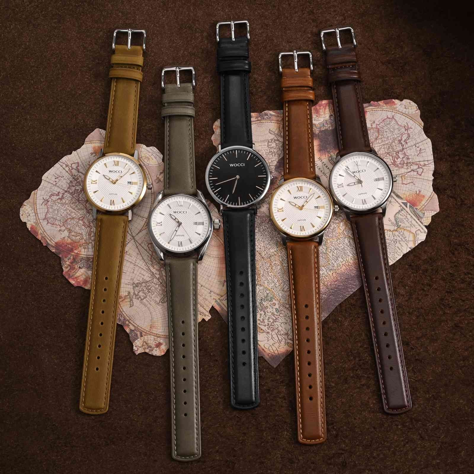 WOCCI Oil Wax Genuine Leather Watch Band, Quick Release Men Strap 18 20 22mm