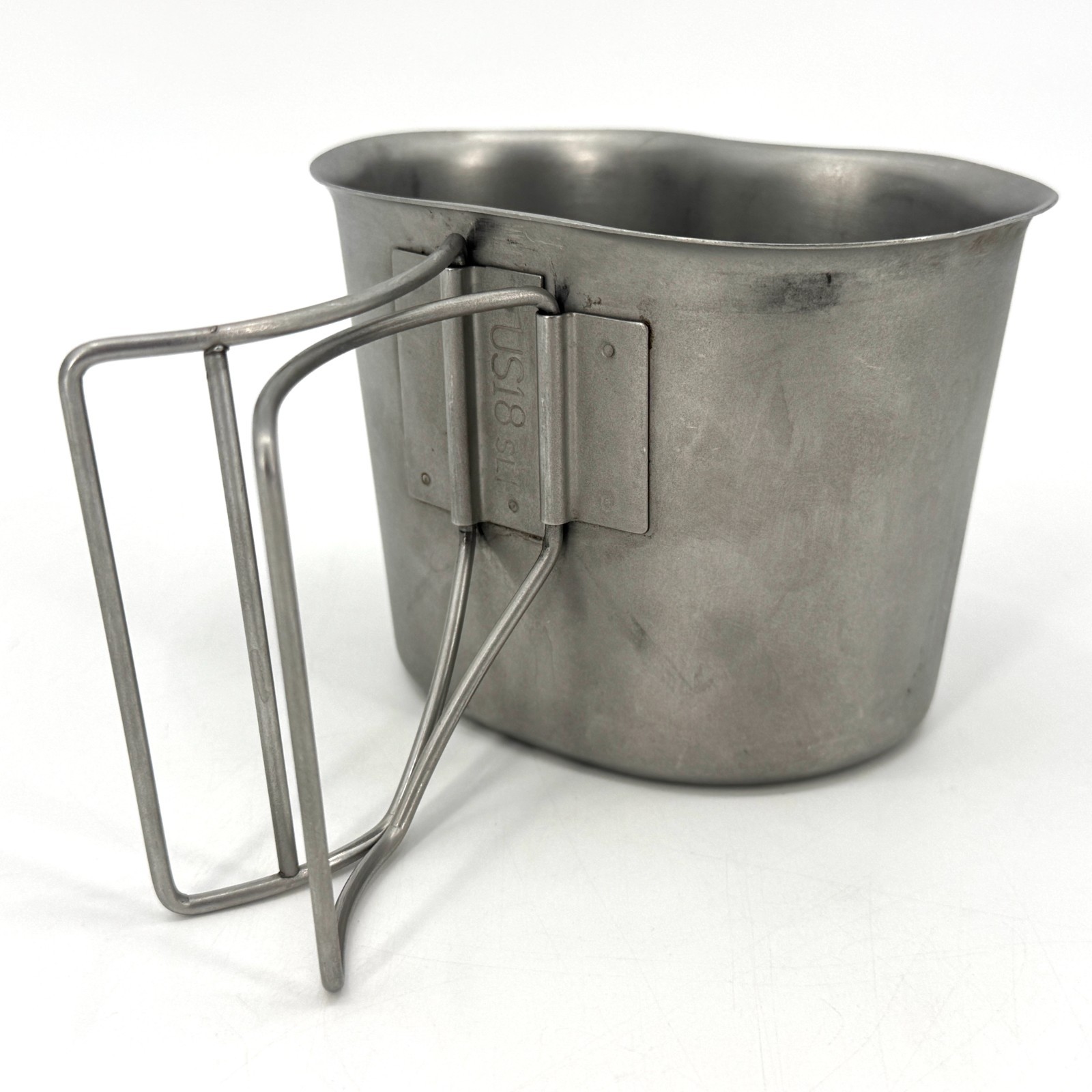 USGI US Military Issue 1 Quart Stainless Steel Metal Canteen Cup Folding Handle