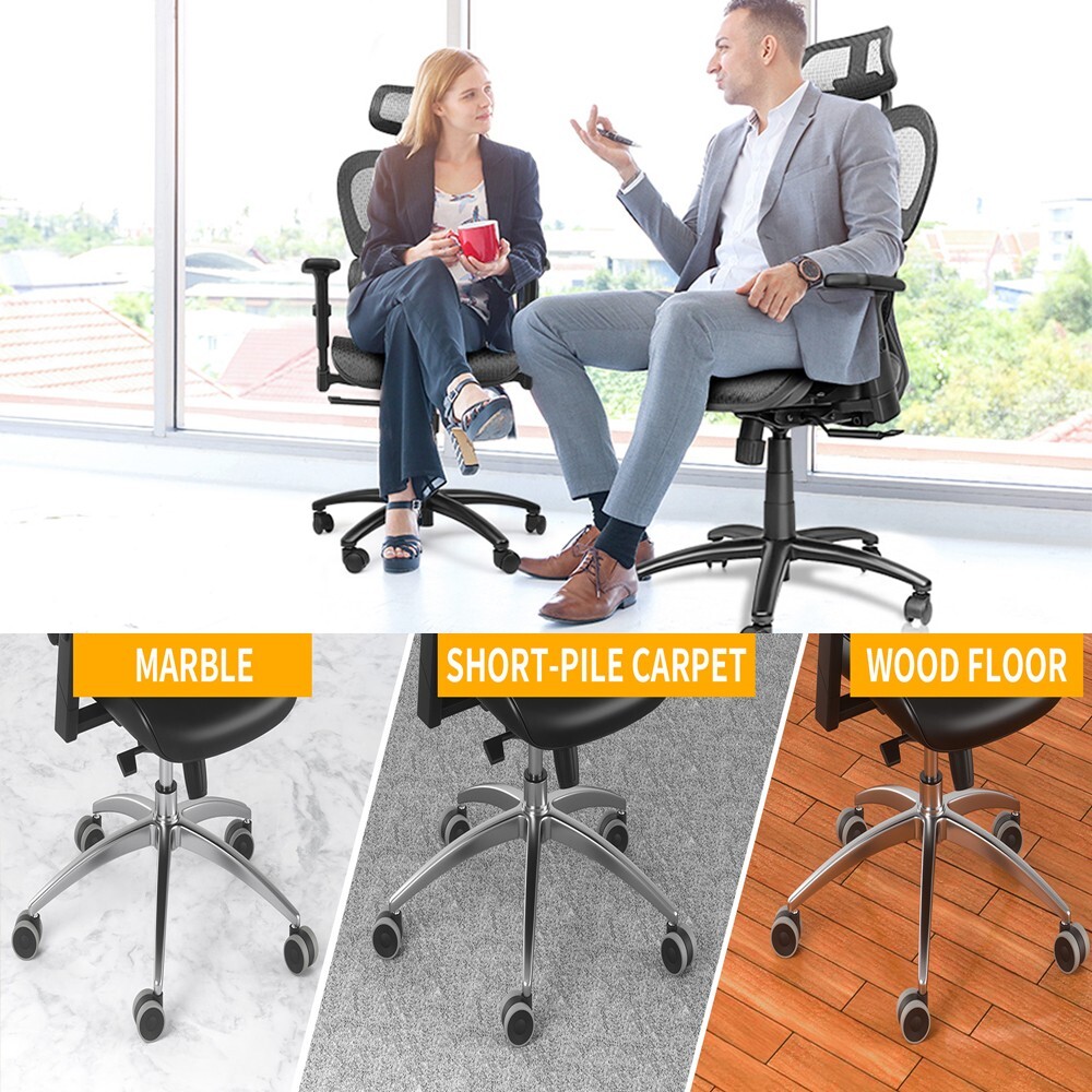 5PCS Office Chair 2.5" Casters Heavy Duty Rubber Swivel Wheels Replacement